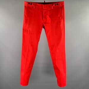 DSQUARED2 Size 34 Red Cotton Elastane Button Fly Pants